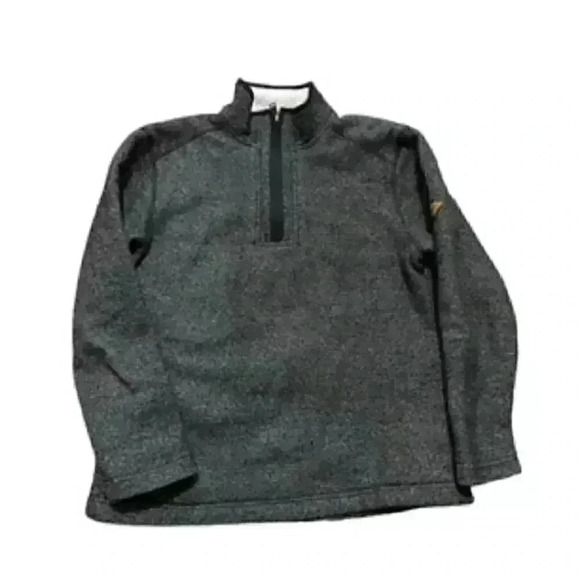 Orvis Warm Heavy 1/4 Zip Jacket fully Fleece Lined Pullover Black And Gray Tweed - Picture 2 of 10